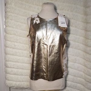 LAMARQUE Women’s Gold Leather Lace Top